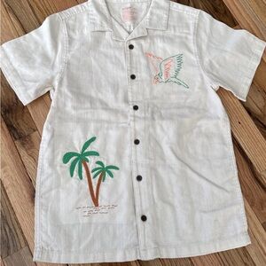 Cat & Jack White Shirt with Embroidered Palm and Bird